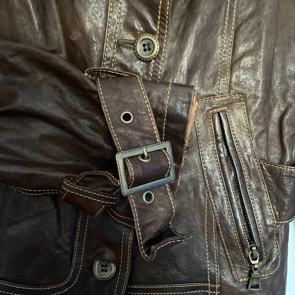 Danier Italian Leather Brown Biker Jacket - Picture 5 of 15